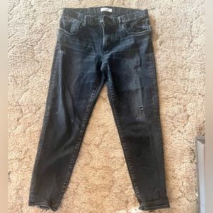Moussy vintage skinny jeans black washed faded distressed denim Japan 31